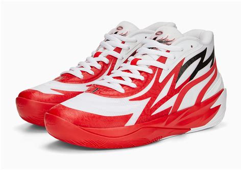 puma sneakers red black white.